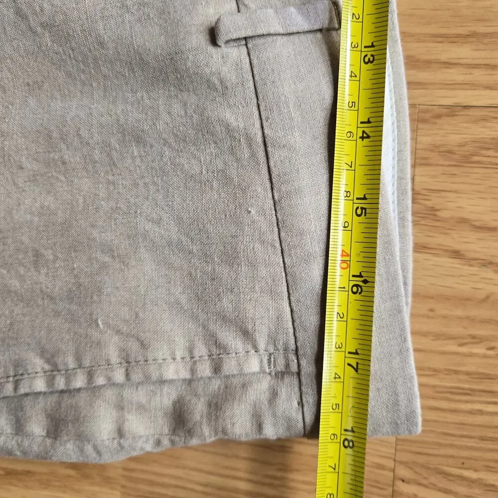 Nordstrom Men's Linen Pants 36W Flat Front Dress Trousers Beige Lightweight